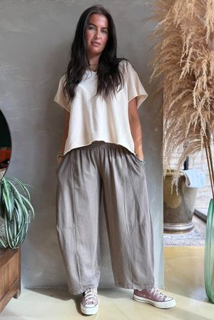Lock Shirring Barrel Pant Earth